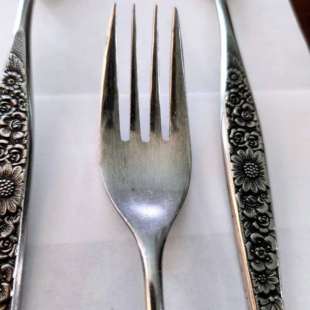 VTG Interpur Jardinera Stainless Dinner Forks Black Accent Flatware set of 7 MCM